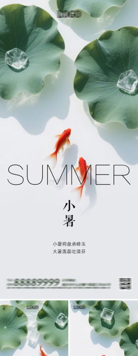 小暑海报鲤鱼荷叶房地产