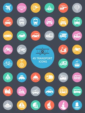 多彩圆形图标集合