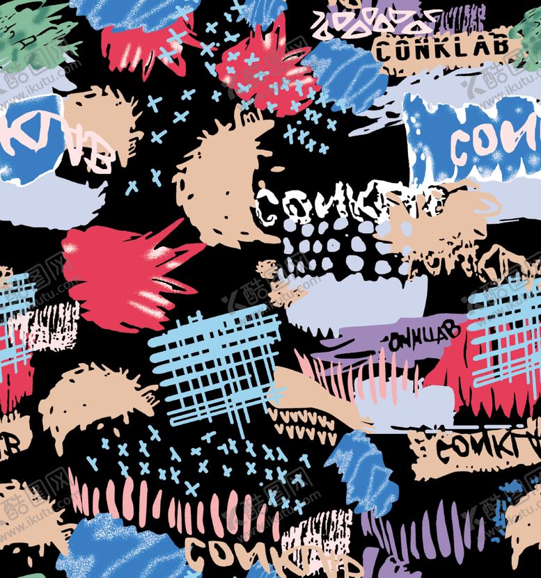 编号：55938109182326239885【酷图网】源文件下载-涂鸦数码抽象卡通印花