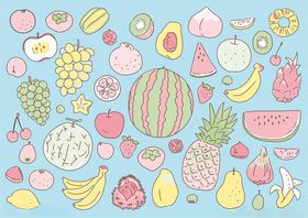 缤纷水果插画图案集合