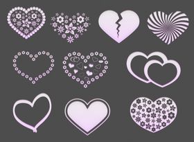 情人节梦幻渐变桃心镂空素材