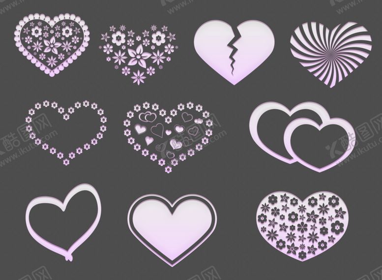 编号：79080309222016335182【酷图网】源文件下载-情人节梦幻渐变桃心镂空素材