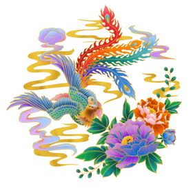 国潮凤凰插画