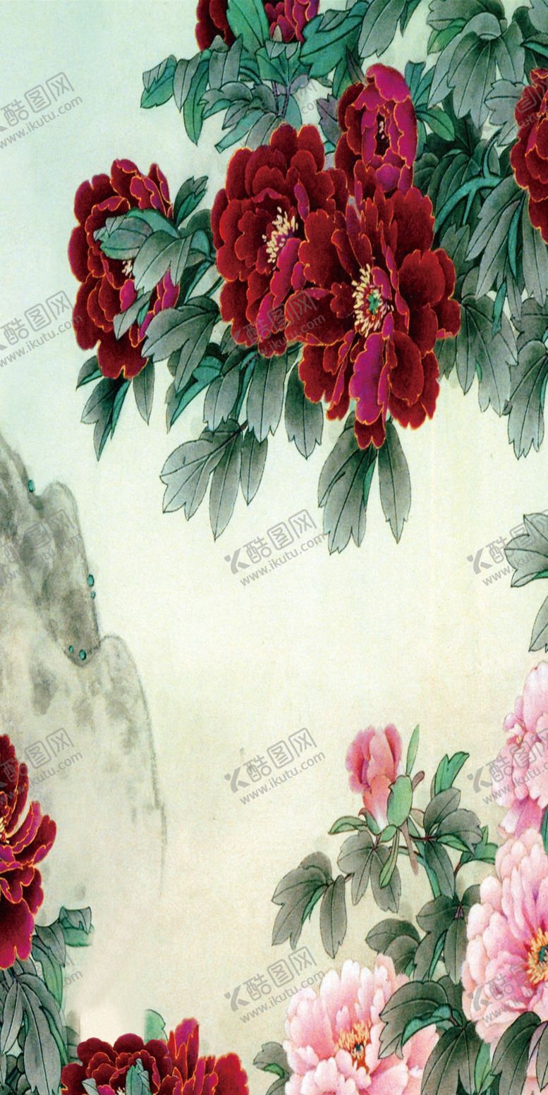 编号：44769307041851364811【酷图网】源文件下载-牡丹花玄关画装饰画