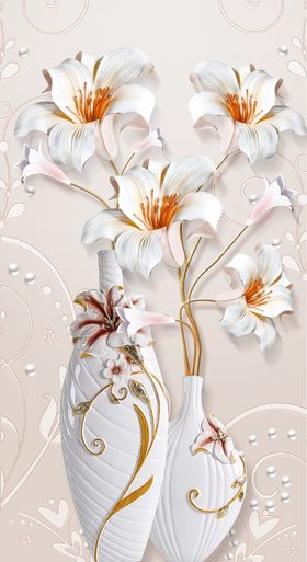 平安富贵彩雕玄关画