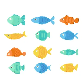 海洋生物插图卡通鱼类