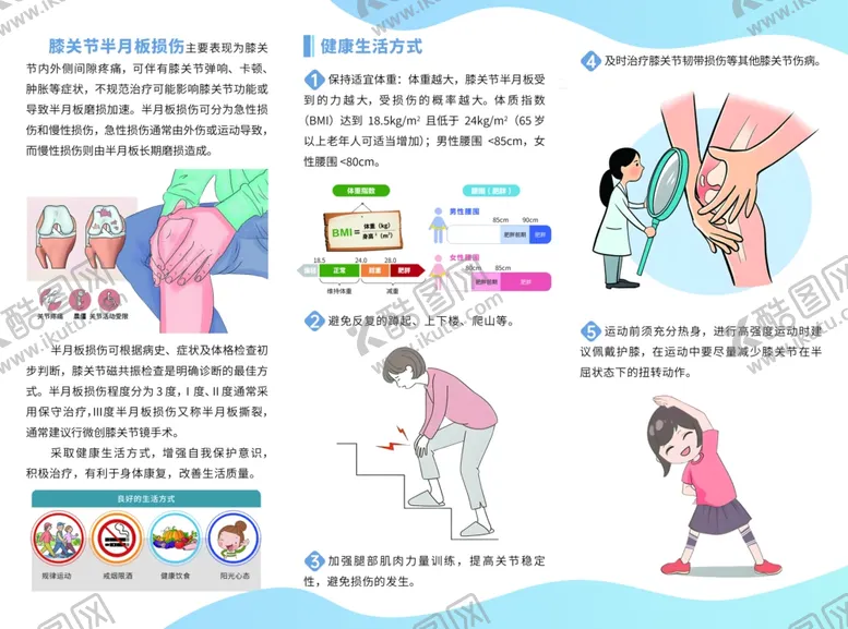 编号：63673412191225213832【酷图网】源文件下载-膝关节半月板损伤患者三折页