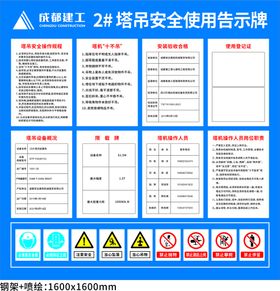 塔吊安全使用告示牌