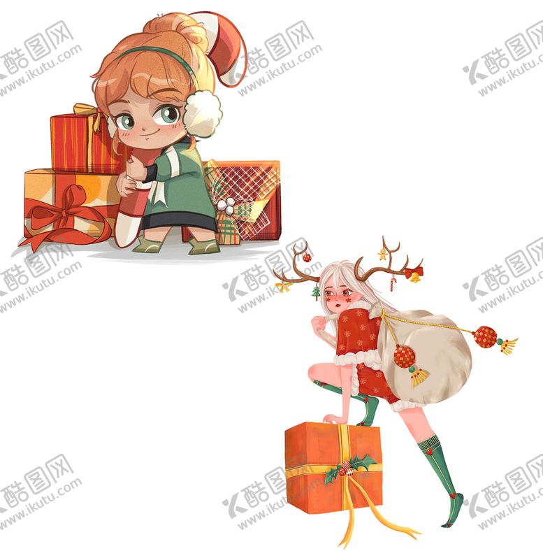 编号：08391509222144500213【酷图网】源文件下载-圣诞节女孩礼物
