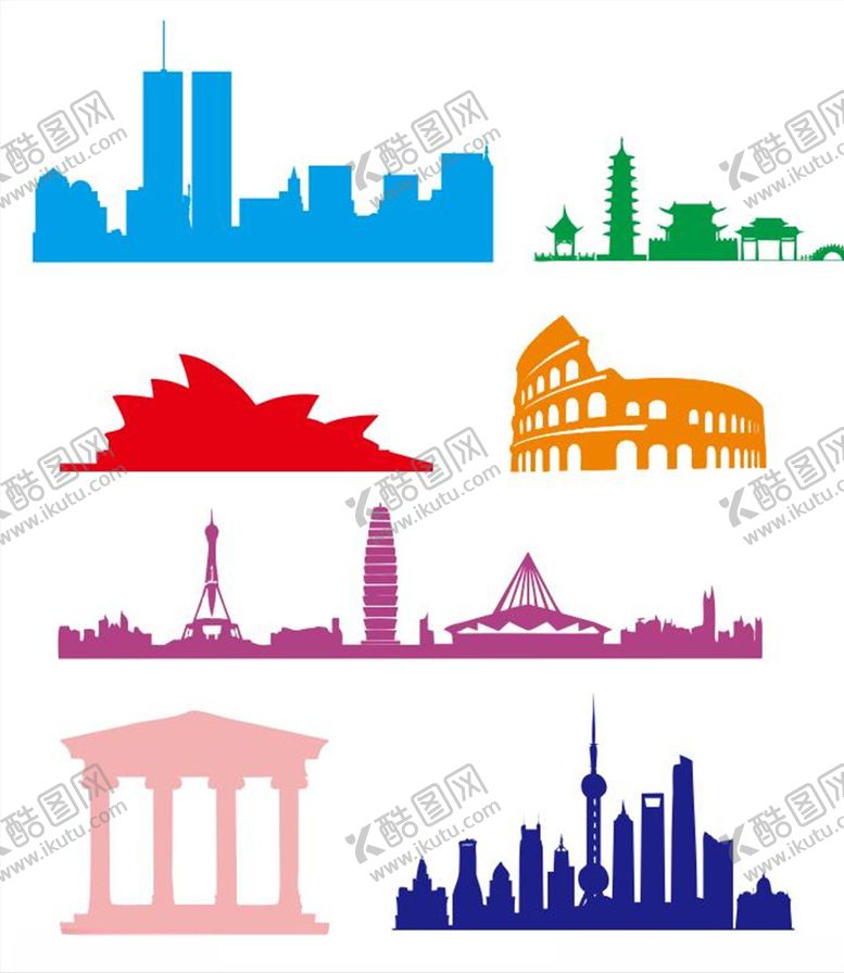 编号：75432404300022481306【酷图网】源文件下载-世界建筑剪影