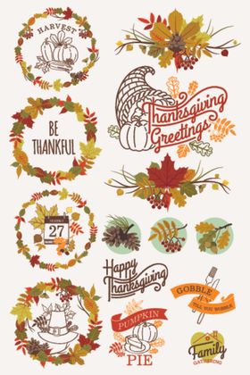 秋季感恩节装饰元素集合