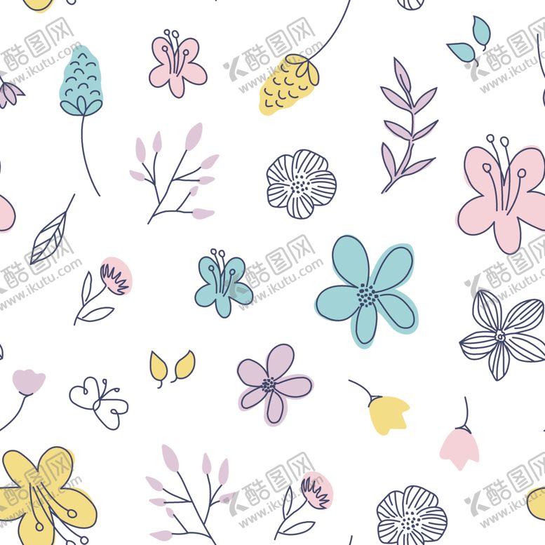 编号：64989904022125486815【酷图网】源文件下载-手绘多彩花卉图案背景