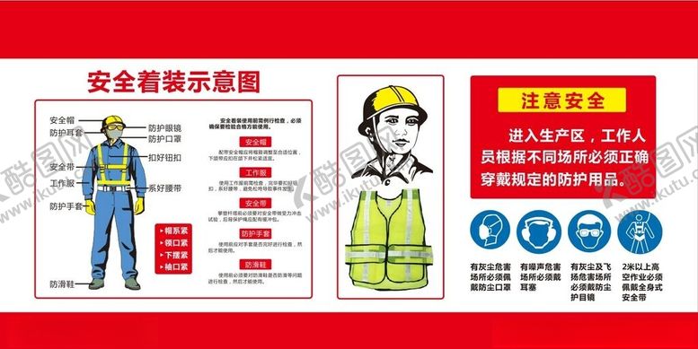 编号：97572302091737217586【酷图网】源文件下载-工厂工地安全着装示意图