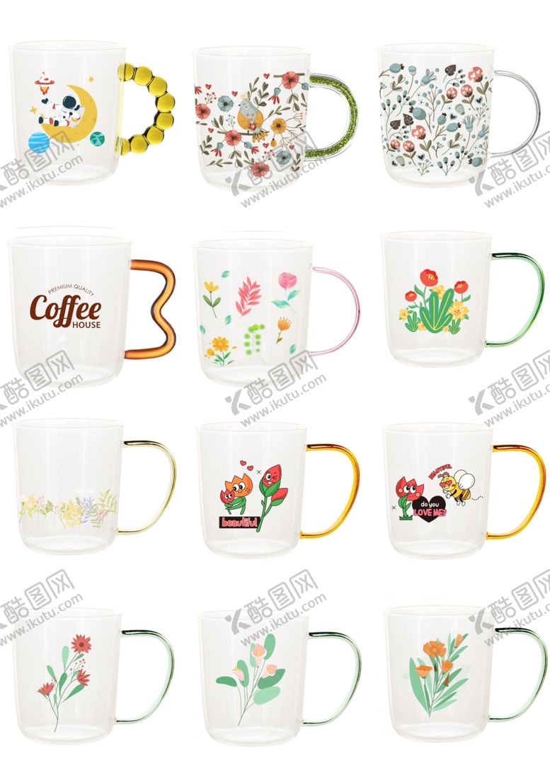 编号：49073610071721352340【酷图网】源文件下载-多彩卡通图案陶瓷马克杯
