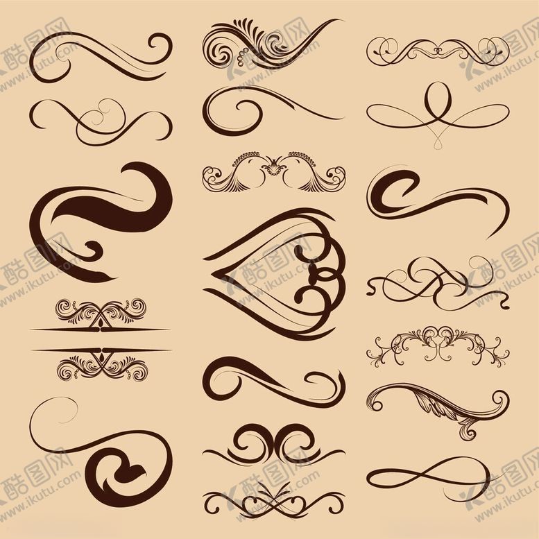 编号：98026411142350385767【酷图网】源文件下载-复古装饰性花纹设计元素