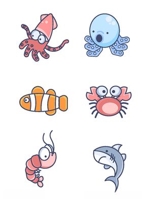 卡通海洋生物