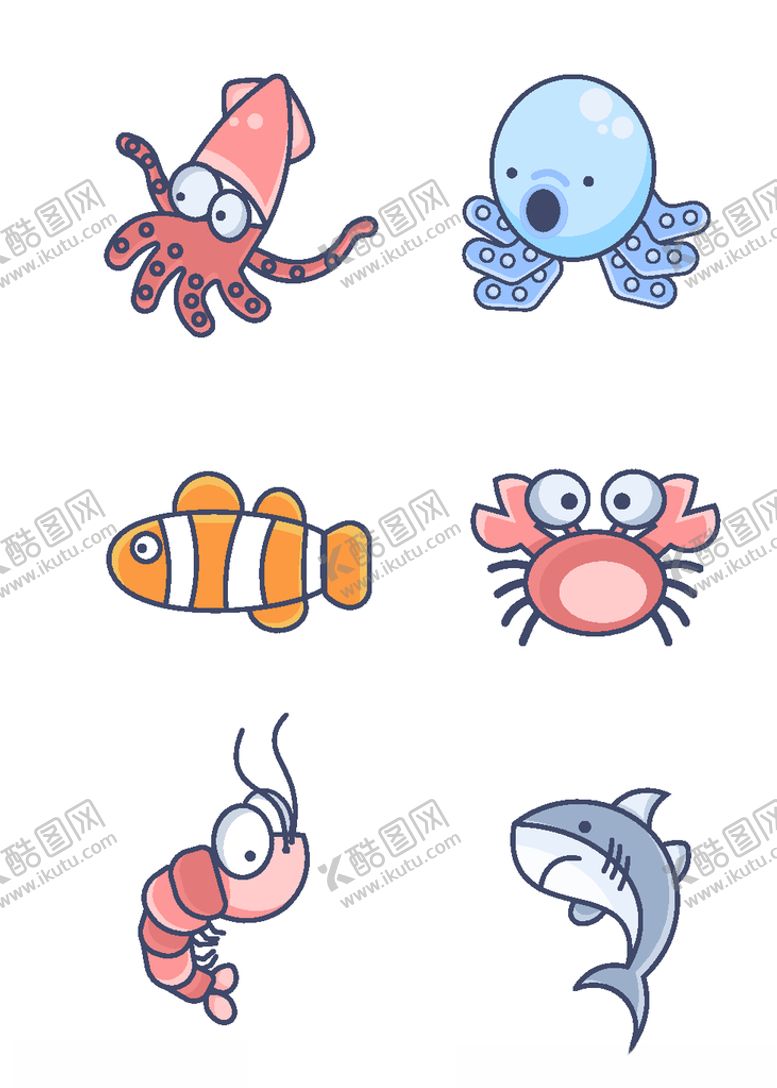 编号：90869207040256271394【酷图网】源文件下载-卡通海洋生物