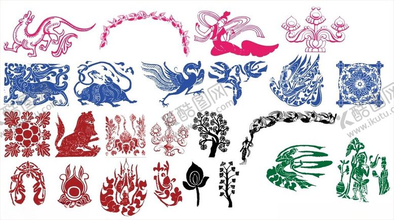 编号：51254711020444033827【酷图网】源文件下载-传统图案神话人物神兽图案