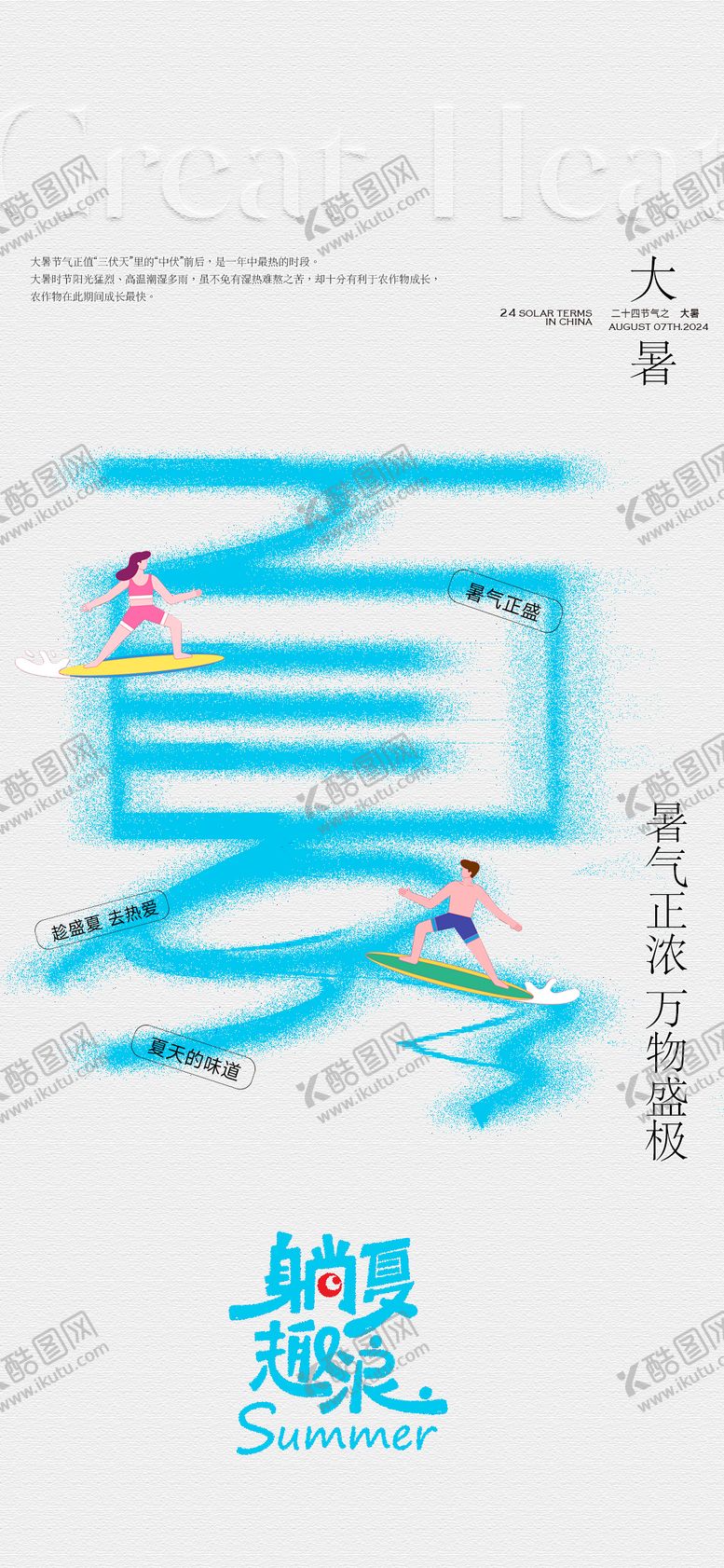 编号：29642607162310593652【酷图网】源文件下载-创意大暑夏天海报