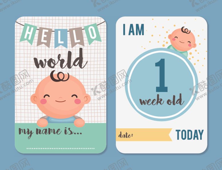 编号：72362911021543137179【酷图网】源文件下载-宝宝一岁生日卡片设计