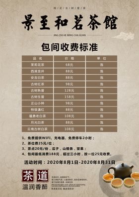 茶叶价目表
