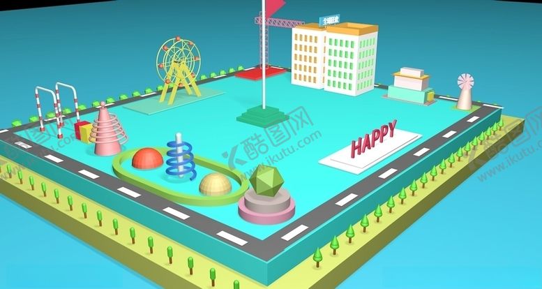 编号：85590310201628176765【酷图网】源文件下载-学校模型