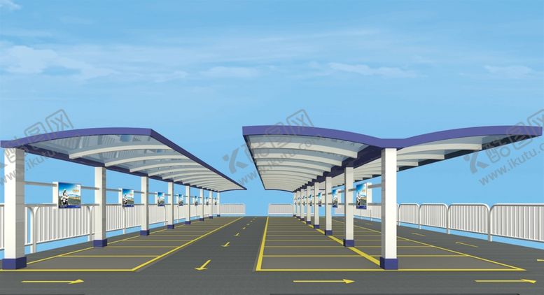 编号：31074006190418426663【酷图网】源文件下载-铁骑队车棚钢结构防护栏