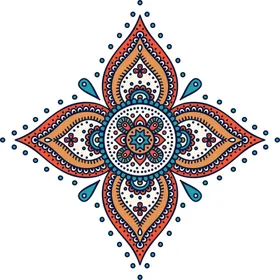 彩色复古花纹透明底免抠图