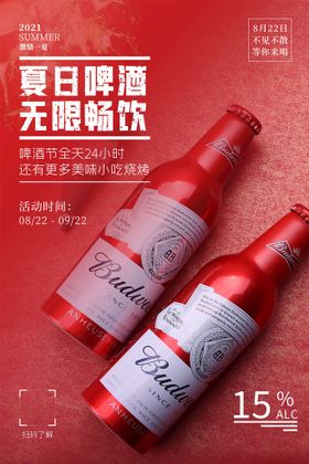 白色简约时尚啤酒烧烤美食海报