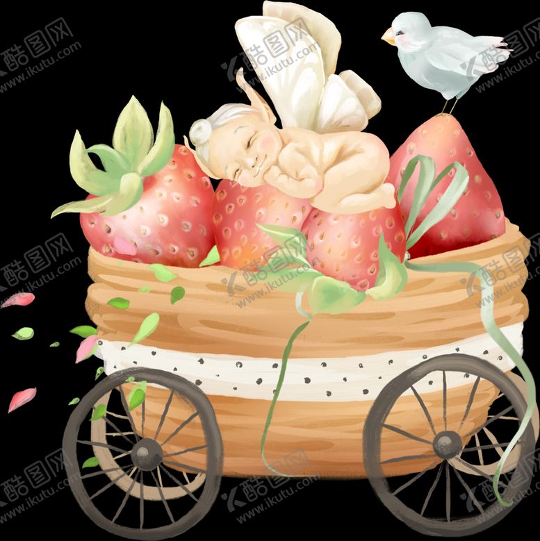 编号：23389107080623491985【酷图网】源文件下载-婴儿草莓花车剪贴画