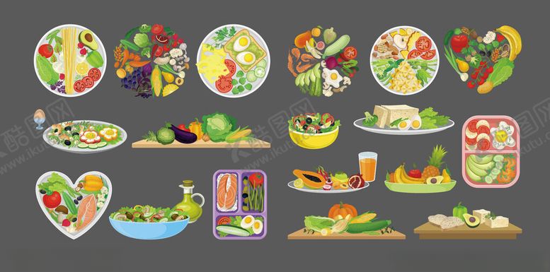 编号：34123404020326026669【酷图网】源文件下载-多彩创意蔬果拼盘展示