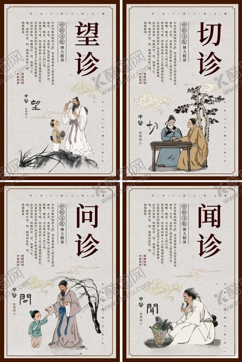 编号：54030806111706451070【酷图网】源文件下载-望闻问切中医文化系列海报