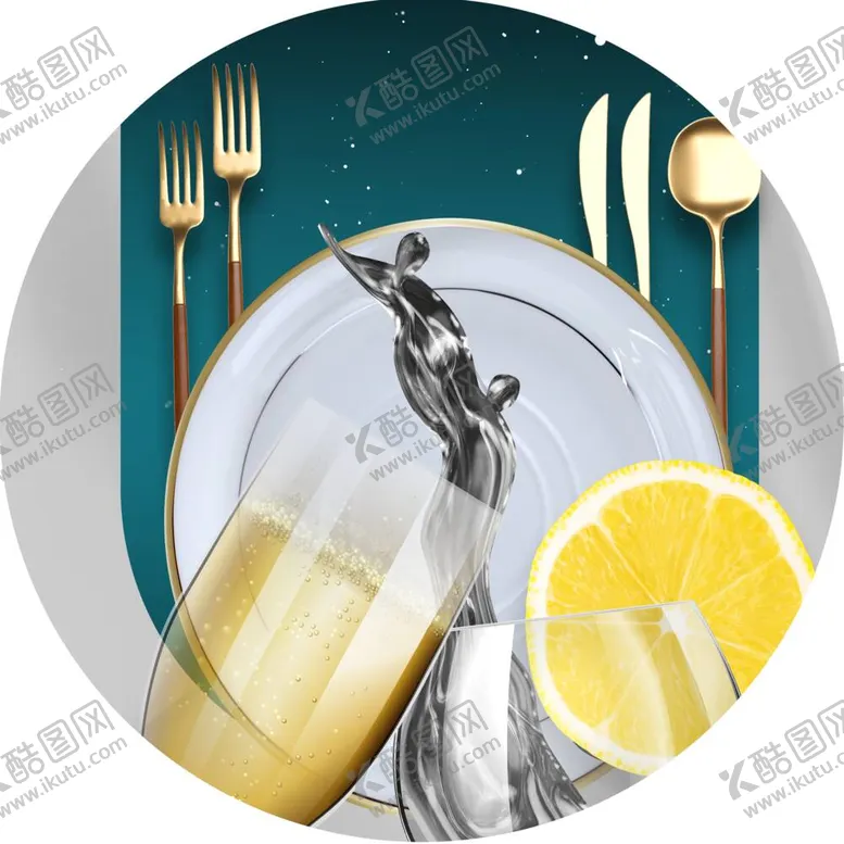 编号：10226912061304454896【酷图网】源文件下载-餐厅餐具酒杯挂画装饰画