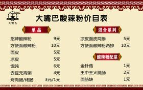 价目表价格表