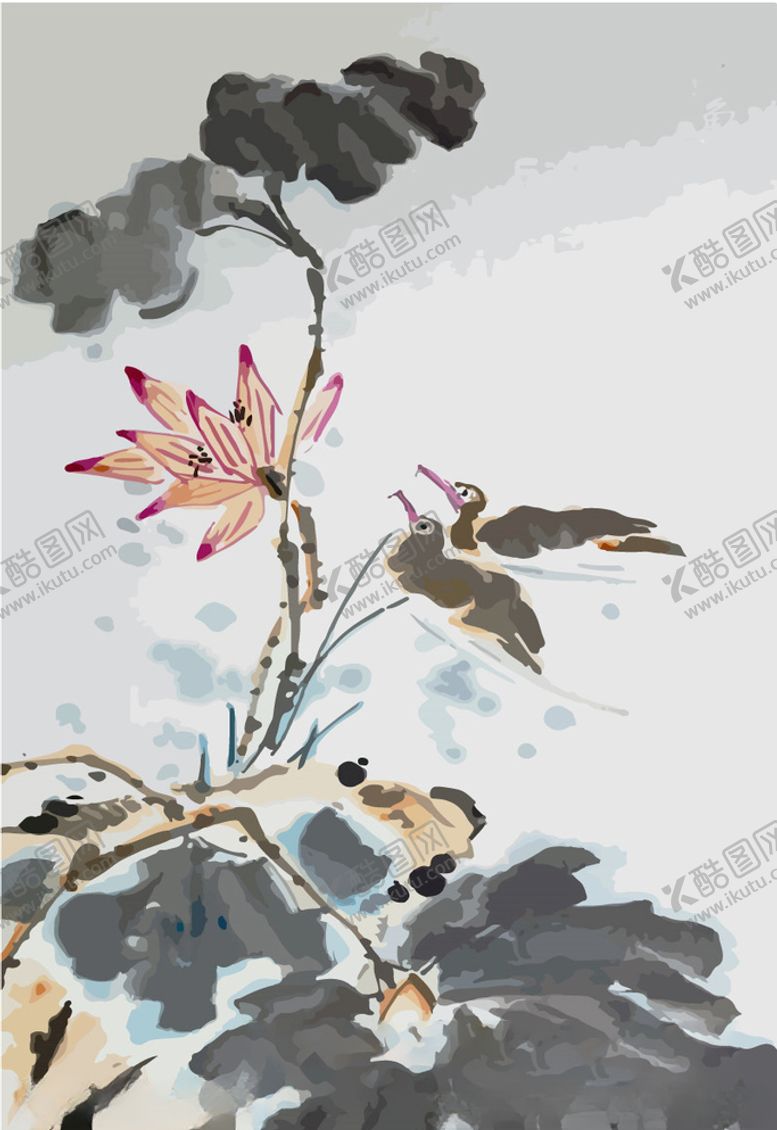 编号：63656207121927464018【酷图网】源文件下载-水墨风荷花图片