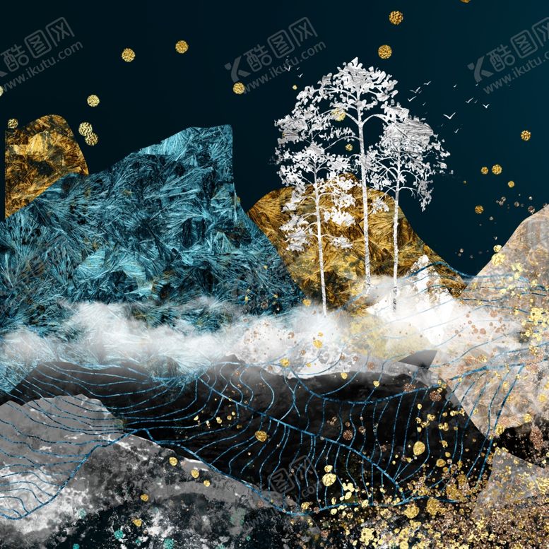 编号：24710207140937187270【酷图网】源文件下载-新中式高档山水装饰画