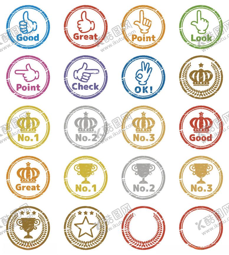 编号：86041110022118048108【酷图网】源文件下载-多彩评级与荣誉图标集
