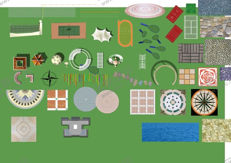 编号：56771409140258338361【酷图网】源文件下载-铺装运动设施彩色平面素材