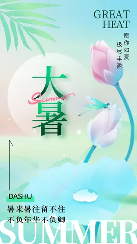 大暑高端节气稿手机海报单屏