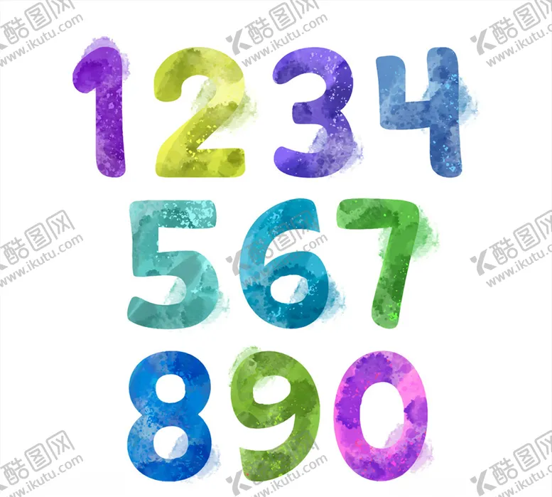 编号：10927106161830564638【酷图网】源文件下载-水彩绘数字设计矢量素材