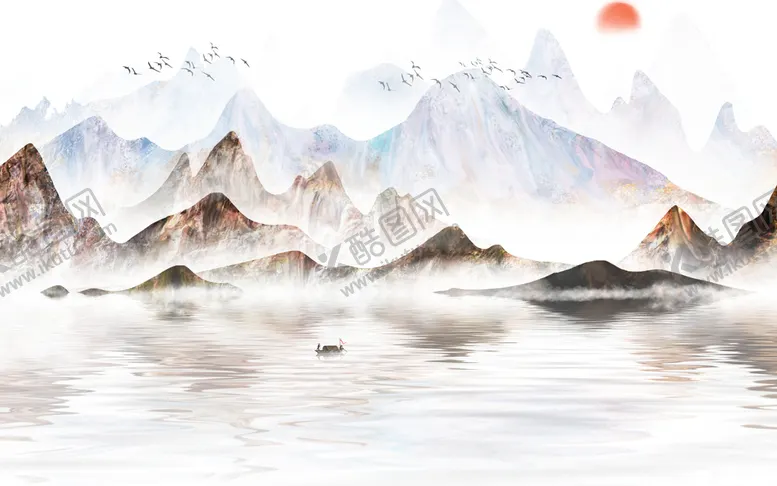 编号：32795110011514026325【酷图网】源文件下载-水墨山水海报背景  