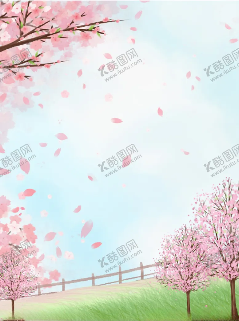编号：86565003131118153482【酷图网】源文件下载-原创矢量手绘唯美樱花飘落春游踏