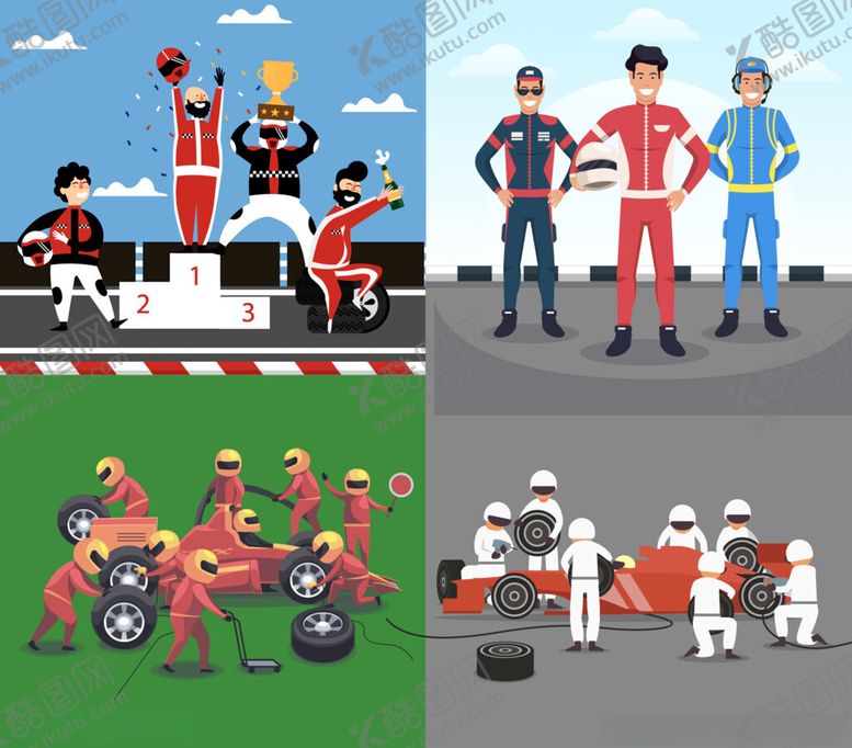编号：91560504041342525230【酷图网】源文件下载-赛车团队风采与维修场景