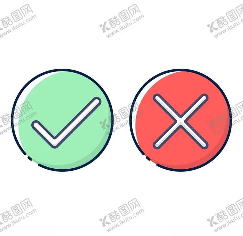 编号：49996705021251443472【酷图网】源文件下载-红叉绿勾圆形图标