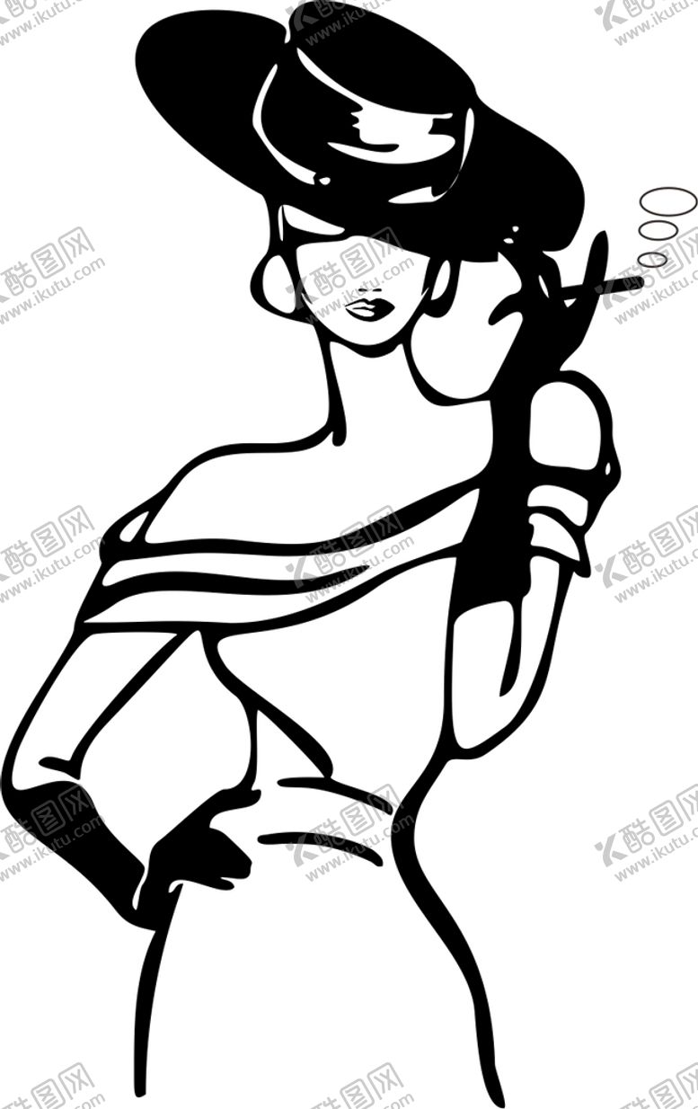 编号：27105310112159041463【酷图网】源文件下载-抽烟的女人
