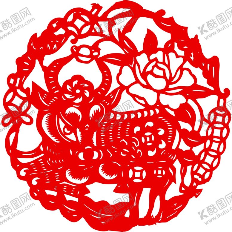 编号：44721704282353509250【酷图网】源文件下载-生肖牛剪纸