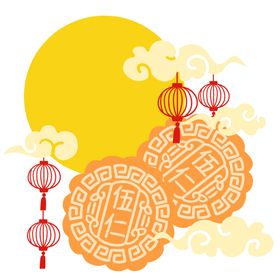 中秋插画可爱卡通兔子海报图案png免扣月饼