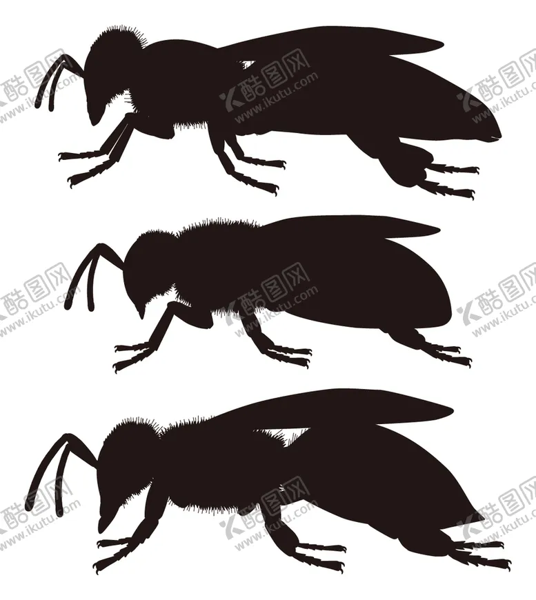 编号：47268909280459287159【酷图网】源文件下载-蜜蜂剪影矢量素材