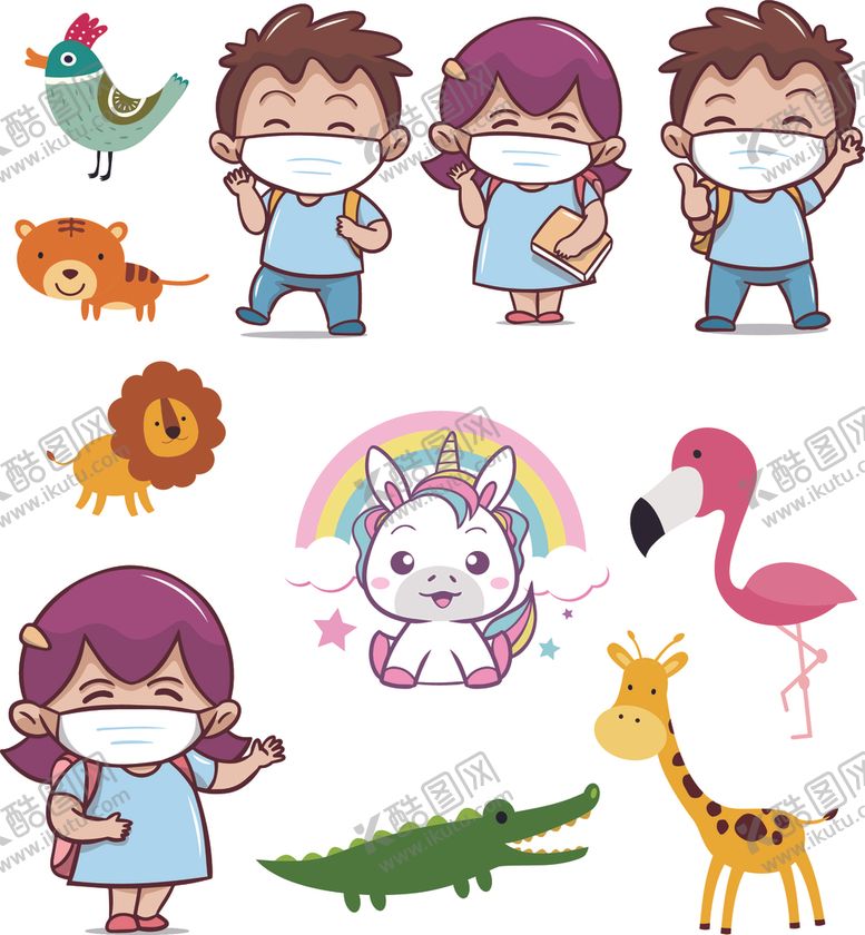 编号：44385509142220252201【酷图网】源文件下载-戴着口罩的小朋友