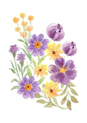 手绘花卉清新插画叶子清新水彩